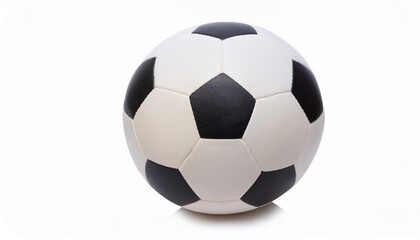 classic, black-and-white soccer ball is isolated on a clean, white background, showcasing its traditional hexagonal and pentagonal pattern, ideal for focusing on the ball’s design and texture