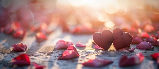 Poster - Valentine themed background with heartfelt messages set in natural light perfect for a copy space image