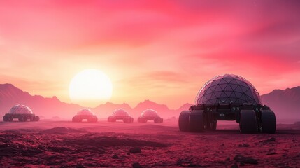 Poster - Martian Colony at Sunset.