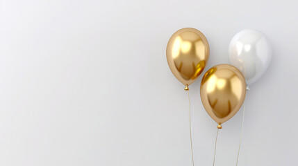 Wall Mural - Beautiful Elegant Balloon Banner with Gray and Gold Border Frame on White Background