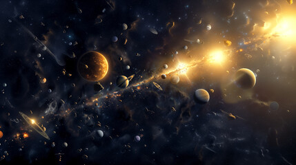 Wall Mural - arafed image of a space scene with planets and stars