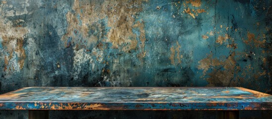 Aufkleber - Vintage metal table on grunge background prepared for product display montages with copy space image