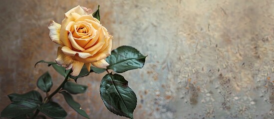 Aufkleber - Vintage style yellow rose flower photography with copy space image