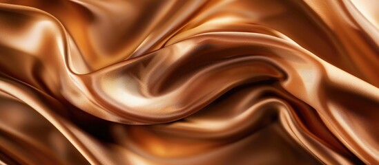 Aufkleber - Sleek brown satin silk fabric with elegant waves Abstract backdrop design with copy space image included