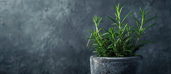 Poster - Fresh organic rosemary plant a fragrant herb adding flavor to dishes Ideal for food preparation creating a vibrant and aromatic dish with a natural touch Perfect for culinary use Copy space image