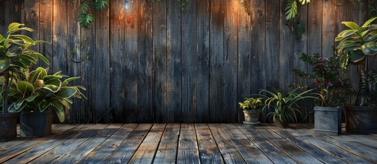 Aufkleber - Outdoor setting showcasing aged wooden backdrop with available copy space image