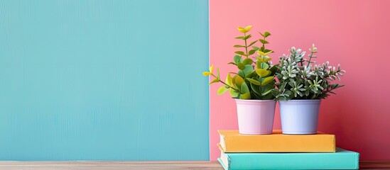Poster - A stack of colorful books with copy space image for back to school season