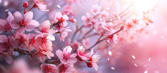 Aufkleber - Scenic nature backdrop with lovely cherry blossoms ideal for a copy space image