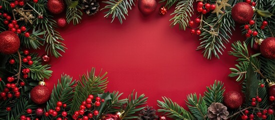 Poster - Festive Christmas decor with a blank area for adding text or images known as a copy space image