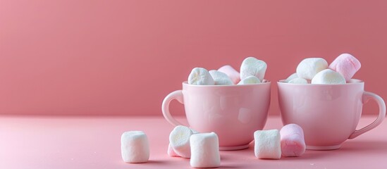 Wall Mural - Marshmallows atop cups with ample copy space image