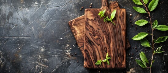 Leinwandbilder - Handcrafted wooden cutting board made from walnut with a clear copy space image