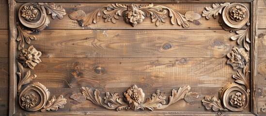 Aufkleber - Old natural pattern displayed on a wooden background providing copy space image
