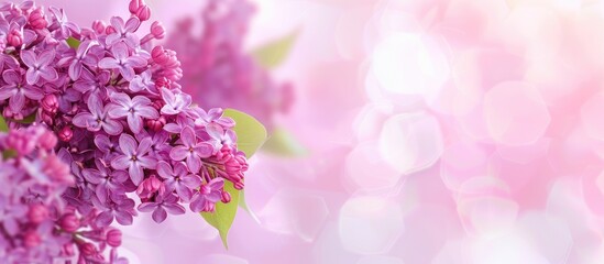Aufkleber - Studio photo of lilac flowers on a bright background suitable for greeting cards or banners with copy space image