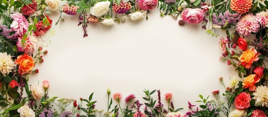 Poster - Floral border with a copy space image for displaying making it perfect for presentations