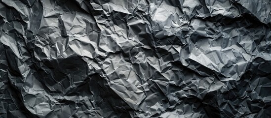 Fototapete - Abstract grey crumpled paper creating textured background with copy space image