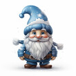 © Superstar - cartoon gnome with blue hat and white beard standing in snow