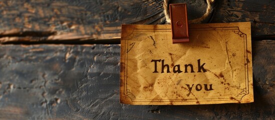 Poster - Paper note with the words Thank you on it amidst a copy space image