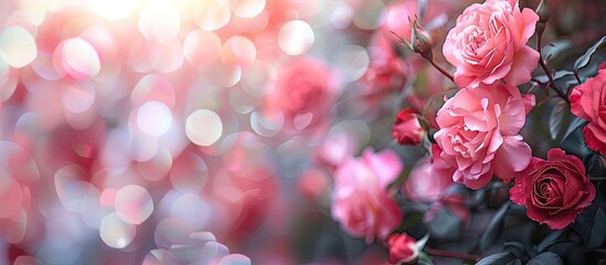 Aufkleber - Soft focused pink and red roses create a Valentine s Day themed backdrop with a blurred effect ideal for copy space images