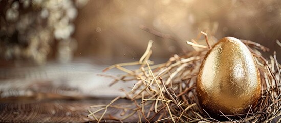 Aufkleber - Easter decorations include a golden egg for Sunday s joyful hunt with a copy space image