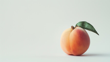 Wall Mural - there is a peach with a leaf on it on a white surface