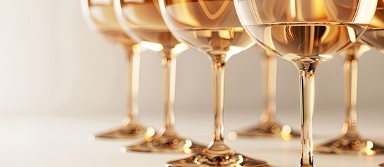 Poster - Gold colored champagne glasses on a white background frame with a region for additional image or text