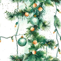 Poster - christmas background with fir branches and balls