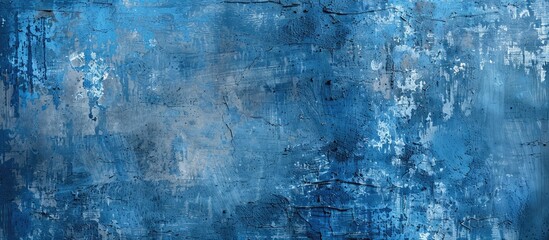 Aufkleber - Grunge Blue paint adorns a cement backdrop providing a textured surface for your designs with copy space image
