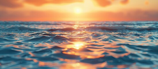Poster - Sunset over the sea with a fuzzy background and room for a copy space image