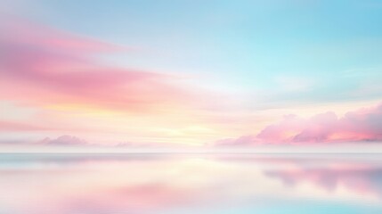 Wall Mural - A beautiful, serene, and peaceful scene of a pink and blue sky with a calm ocean