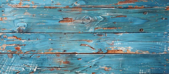 Leinwandbilder - Vintage weathered blue painted plywood background with copy space image