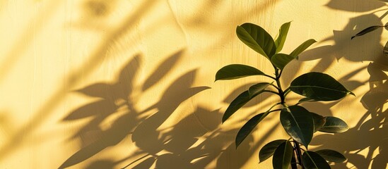Aufkleber - Copy space image featuring a plant s shadow cast on a bright wall ideal for adding text