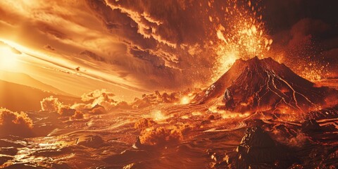 Wall Mural - Eruption of Molten Lava from an Active Volcano