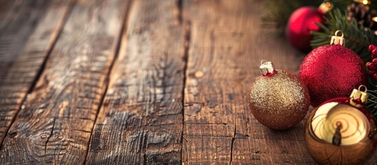 Fototapete - Festive ornaments used to adorn the copy space image for the holiday season