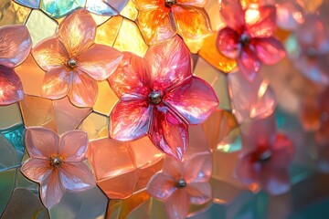 Wall Mural - Multicolored Glass Flower Mosaic Close-Up