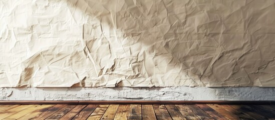 Fototapete - A paper poster with copy space on a wall provides a blank area for textures or backgrounds in an image