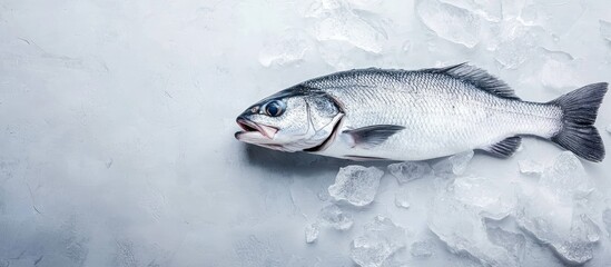 Aufkleber - Raw sea bass fish Preparing fresh sea bass. with copy space image. Place for adding text or design