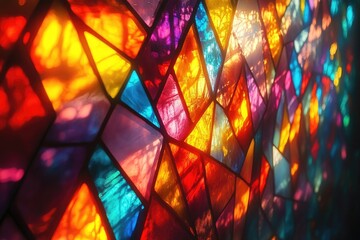 Canvas Print - Colorful Stained Glass Window with Light Shining Through