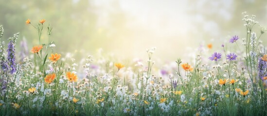 Leinwandbilder - Summer backdrop featuring wildflowers. with copy space image. Place for adding text or design