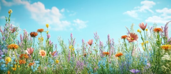 Poster - Summer backdrop featuring wildflowers. with copy space image. Place for adding text or design