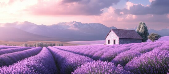 Aufkleber - Lavender farm. with copy space image. Place for adding text or design