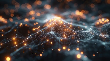 Leinwandbilder - A glowing AI-powered neural network visualized as an interconnected web of light, symbolizing the complexity of AI systems. Generative AI.