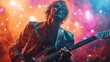 © GoodandEvil - Rock guitarist performs energetically under colorful lights.