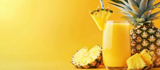 Wall Mural - fresh pineapple juice sliced tasty. with copy space image. Place for adding text or design