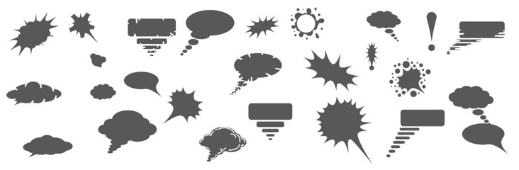 Comic retro hand drawn speech bubbles vector set isolated background