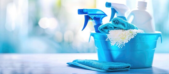 Wall Mural - cleaning kit spring cleaning on a white background. with copy space image. place for adding text or 