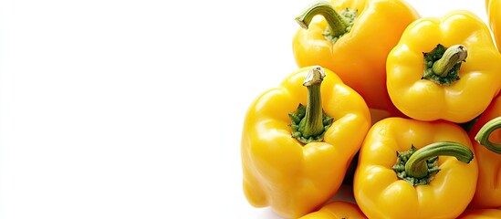 Fototapete - Fresh yellow peppers separated on a white background. with copy space image. Place for adding text or design