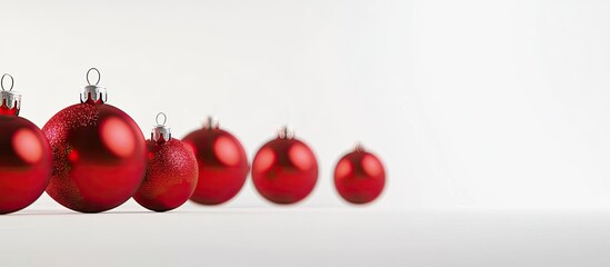 Aufkleber - Christmas holiday arrangement featuring red balls on a white background with copy space for your text