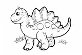 Cute dinosaur coloring page featuring a smiling stegosaurus with simple outlines