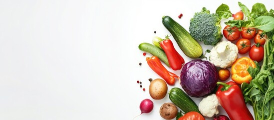 Aufkleber - different vegetables nutritious food top view ample copy space