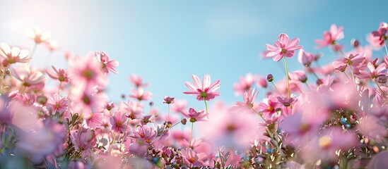 Aufkleber - pink flower garden. with copy space image. Place for adding text or design